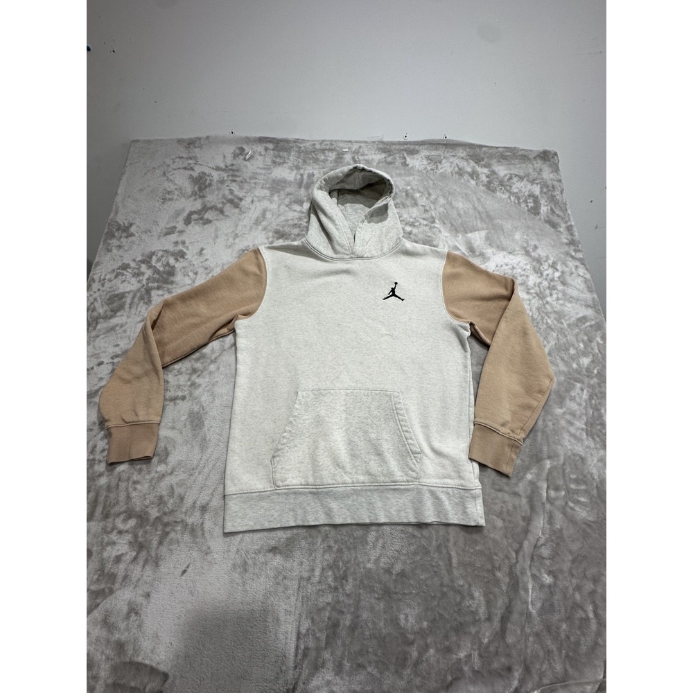Y2K Air Jordan Youth Hoodie Size XL White Two Tone Pullover Logo Long Sleeve EUC